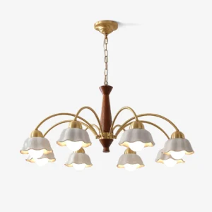 Swedish Modern Gold Chandelier